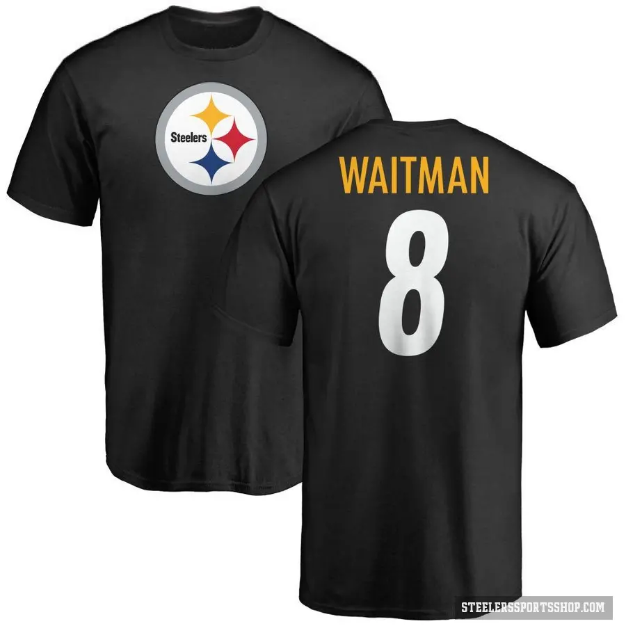 Men's ＃8 Corliss Waitman Pittsburgh Steelers Black Logo T-Shirt