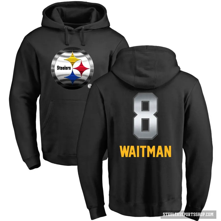 Men's ＃8 Corliss Waitman Pittsburgh Steelers Black Midnight Mascot Pullover Hoodie