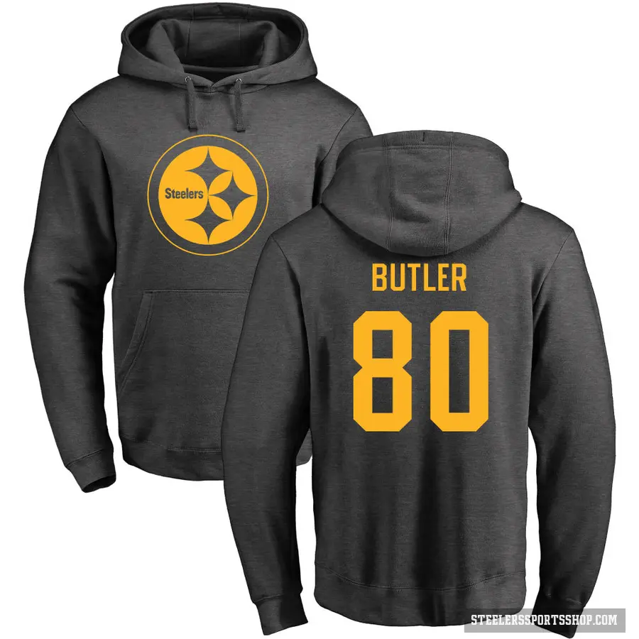 Men's ＃80 Jack Butler Pittsburgh Steelers Pro Line by Branded Ash One Color Pullover Hoodie