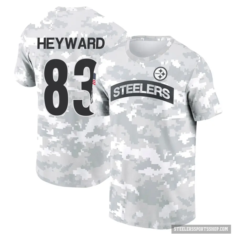 Men's ＃83 Connor Heyward Pittsburgh Steelers Camo Arctic 2024 Salute to Service Performance T-Shirt