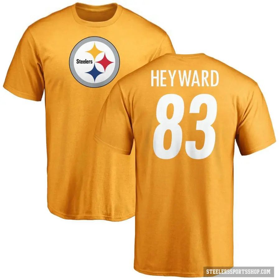 Men's ＃83 Connor Heyward Pittsburgh Steelers Gold Logo T-Shirt