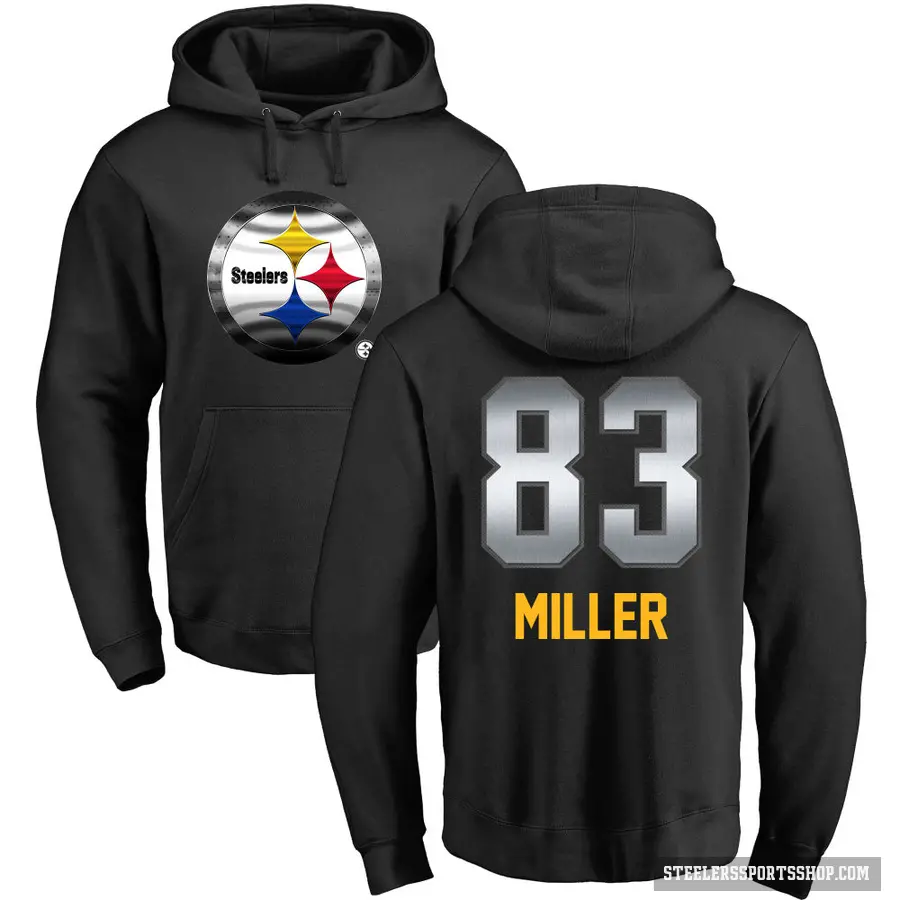 Men's ＃83 Heath Miller Pittsburgh Steelers Black Midnight Mascot Pullover Hoodie