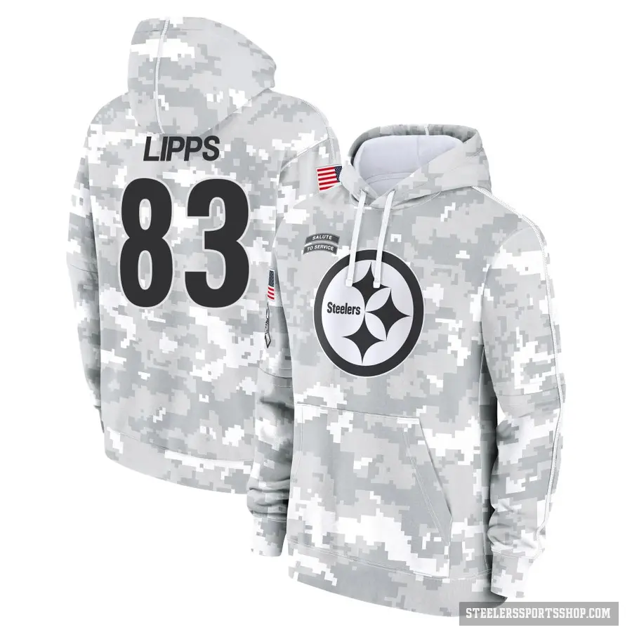 Men's ＃83 Louis Lipps Pittsburgh Steelers Arctic Camo 2024 Salute to Service Club Fleece Pullover Hoodie