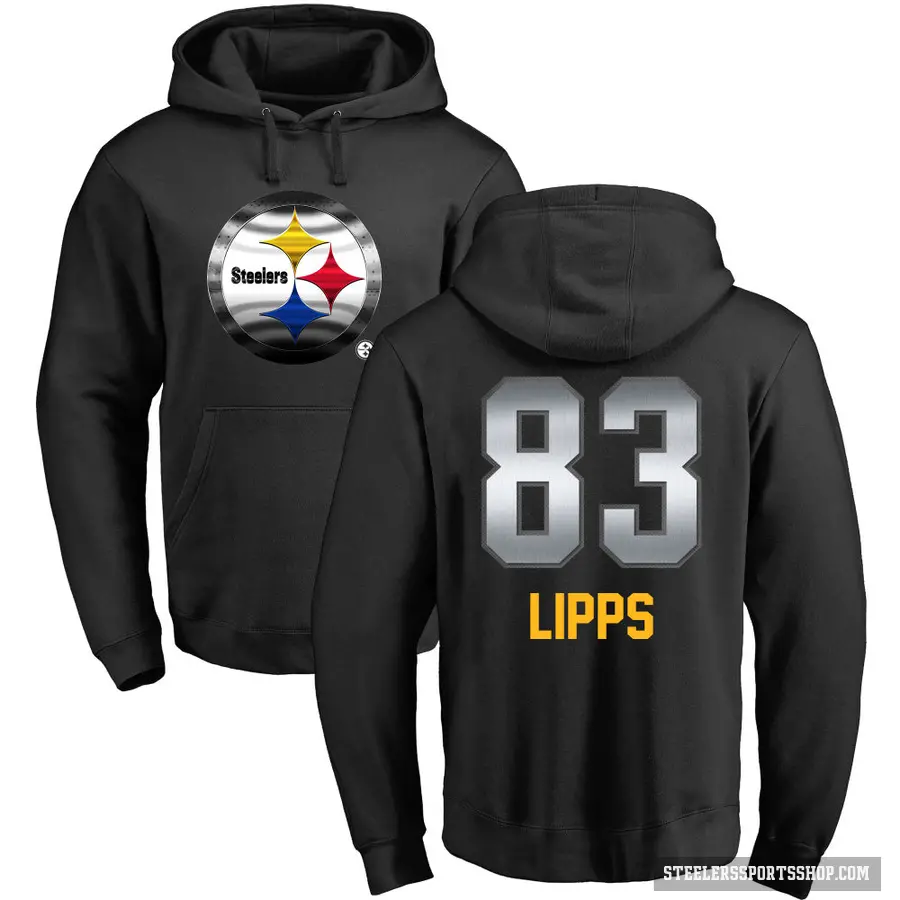 Men's ＃83 Louis Lipps Pittsburgh Steelers Black Midnight Mascot Pullover Hoodie