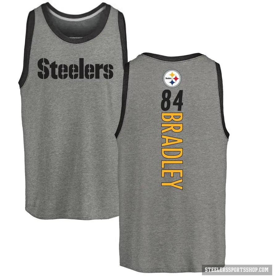 Men's ＃84 Ja'Marcus Bradley Pittsburgh Steelers Ash Backer Tank Top