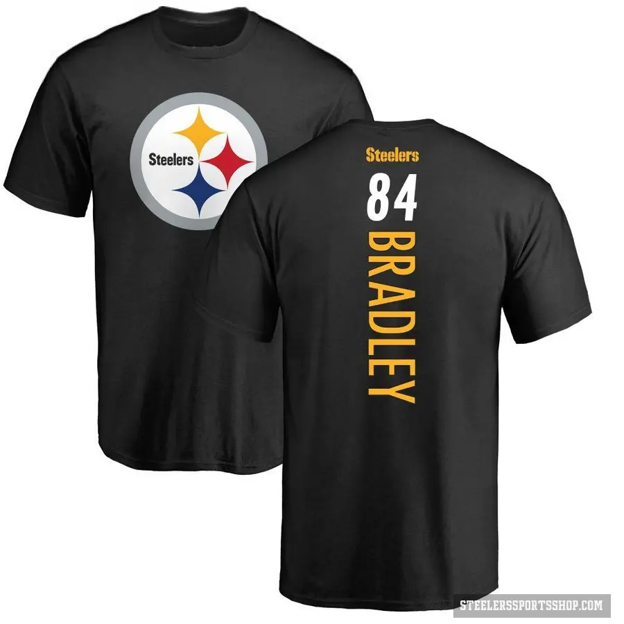 Men's ＃84 Ja'Marcus Bradley Pittsburgh Steelers Black Backer T-Shirt