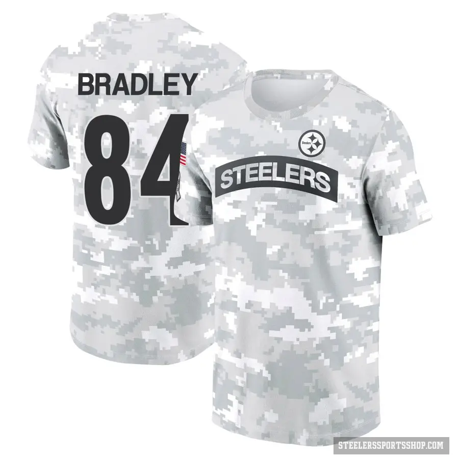 Men's ＃84 Ja'Marcus Bradley Pittsburgh Steelers Camo Arctic 2024 Salute to Service Performance T-Shirt