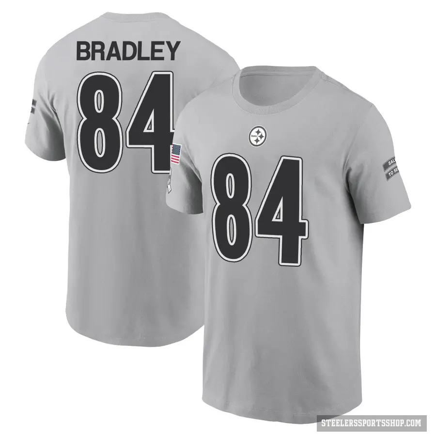 Men's ＃84 Ja'Marcus Bradley Pittsburgh Steelers Gray 2024 Salute to Service T-Shirt