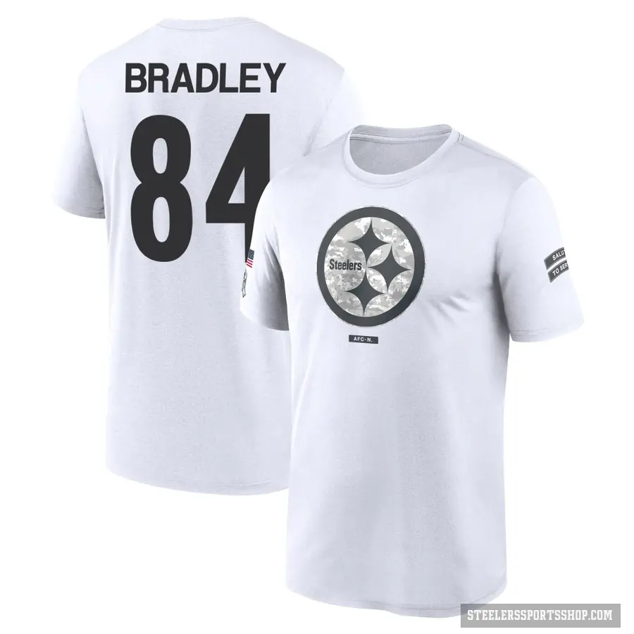 Men's ＃84 Ja'Marcus Bradley Pittsburgh Steelers White 2024 Salute to Service Performance T-Shirt