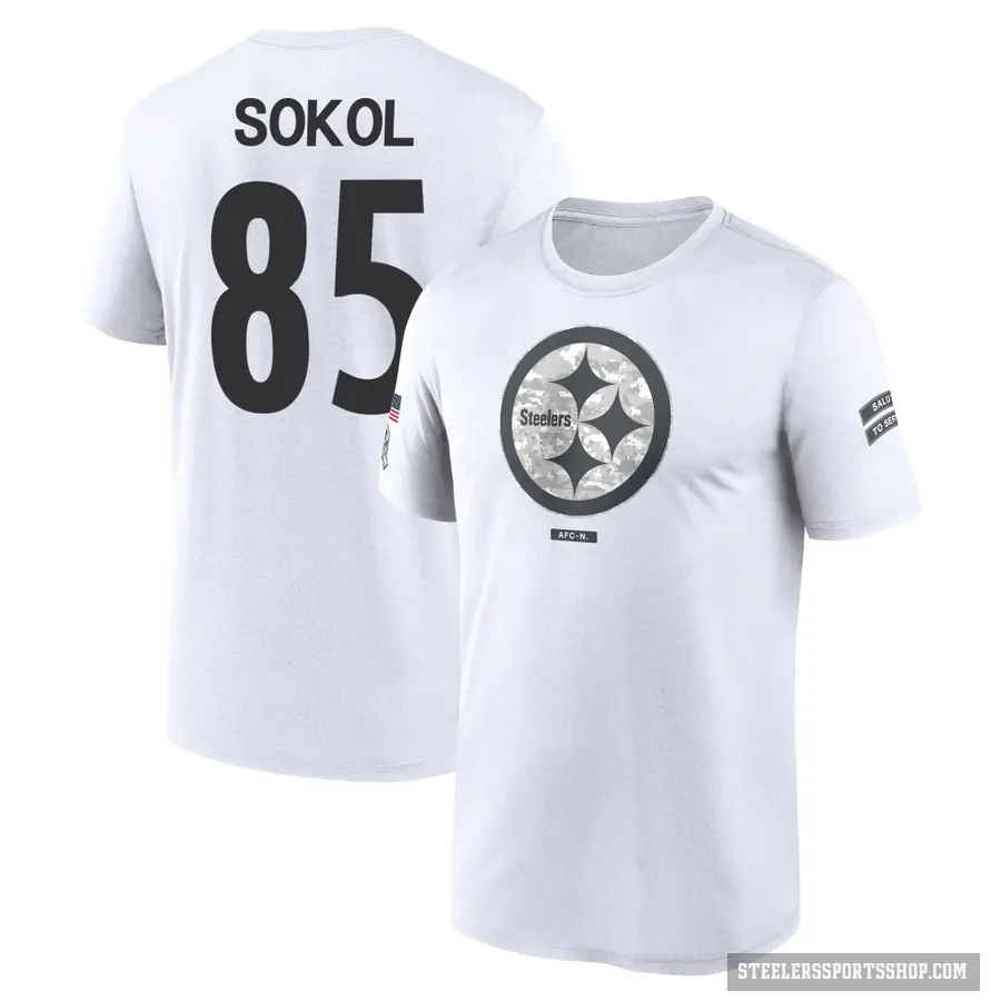 Men's ＃85 Matt Sokol Pittsburgh Steelers White 2024 Salute to Service Performance T-Shirt