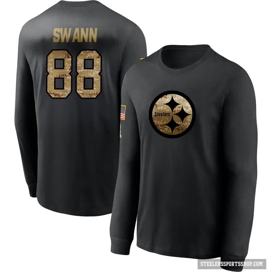 Men's ＃88 Lynn Swann Pittsburgh Steelers Black 2020 Salute To Service Sideline Performance Long Sleeve T-Shirt