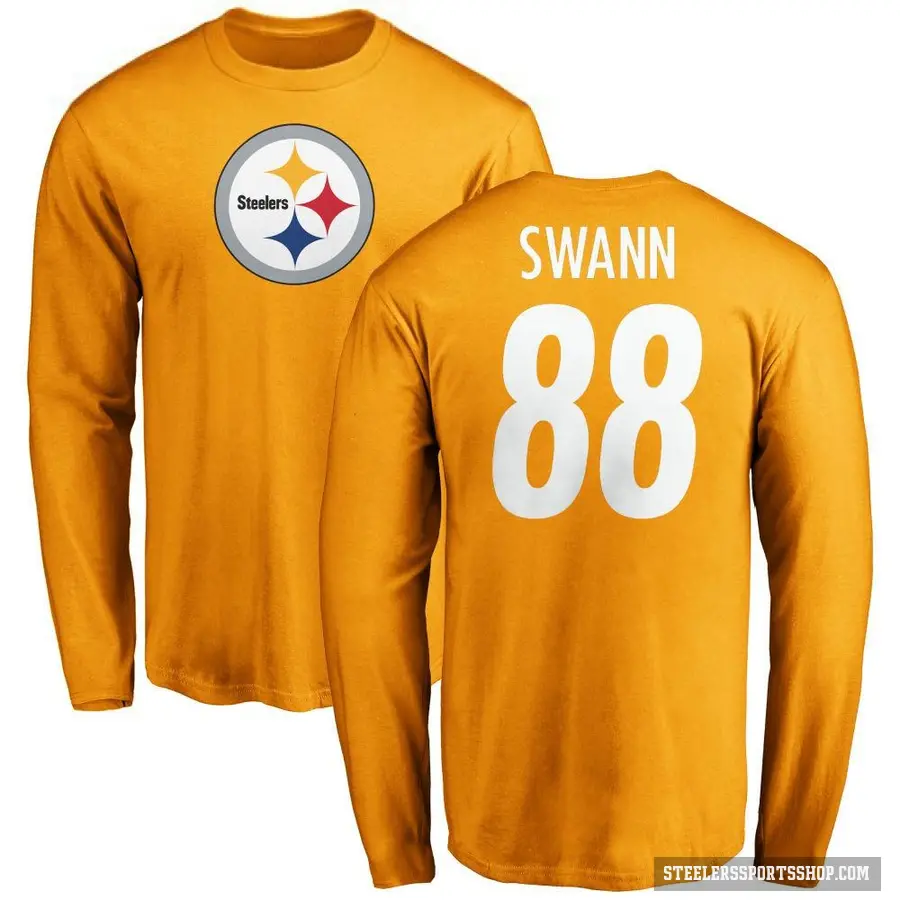 Men's ＃88 Lynn Swann Pittsburgh Steelers Gold Logo Long Sleeve T-Shirt