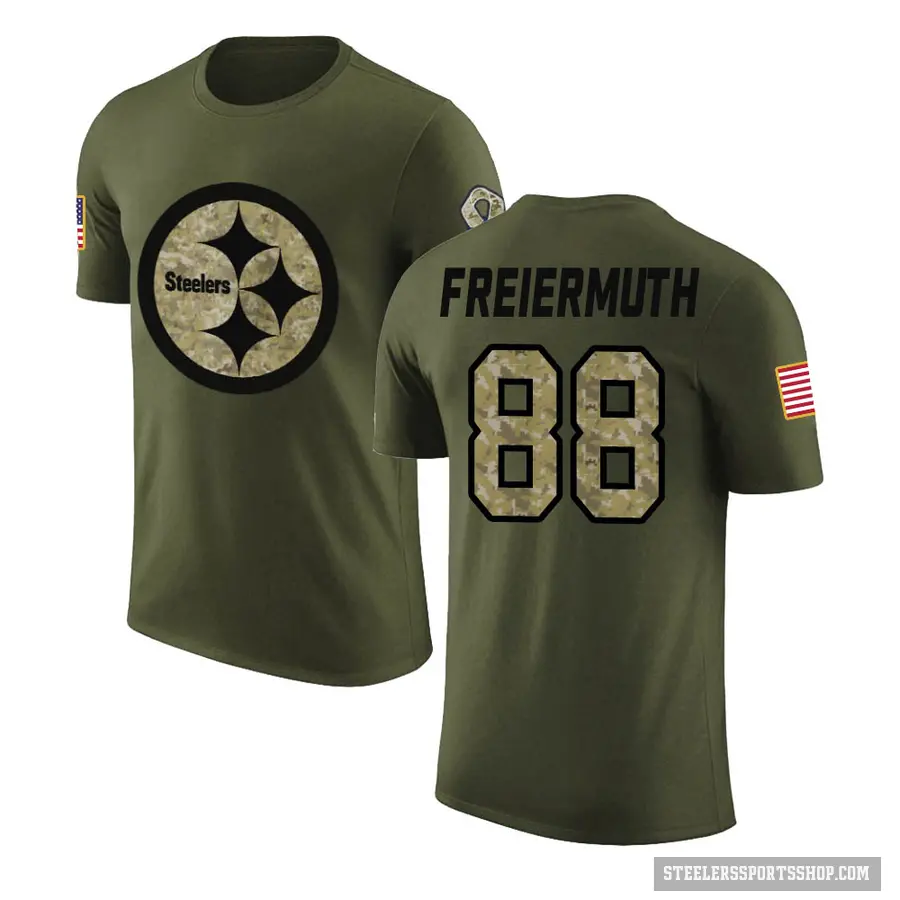 Men's ＃88 Pat Freiermuth Pittsburgh Steelers Olive Salute to Service T-Shirt