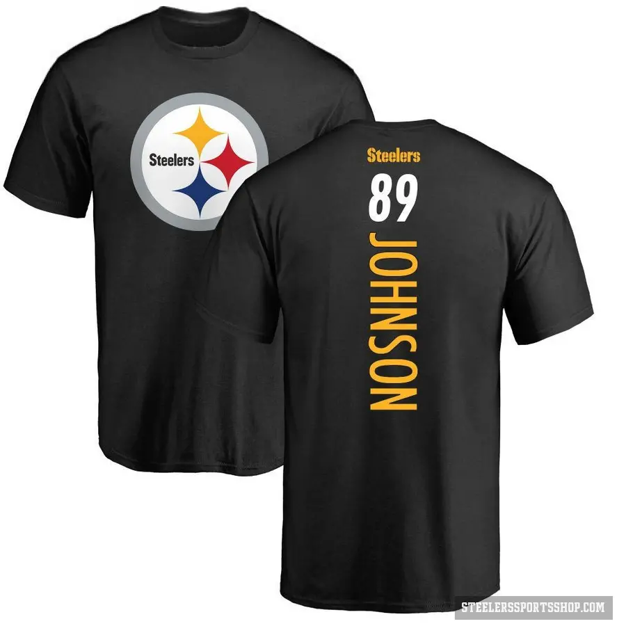 Men's ＃89 Brandon Johnson Pittsburgh Steelers Black Backer T-Shirt