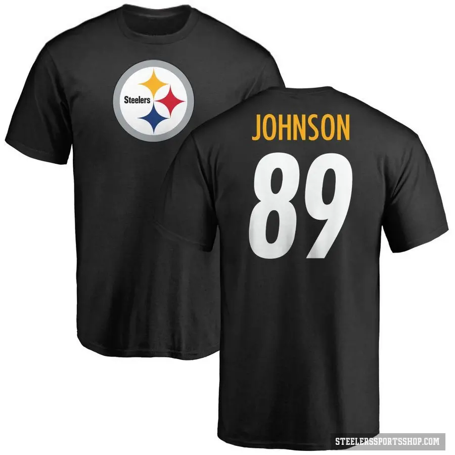 Men's ＃89 Brandon Johnson Pittsburgh Steelers Black Logo T-Shirt