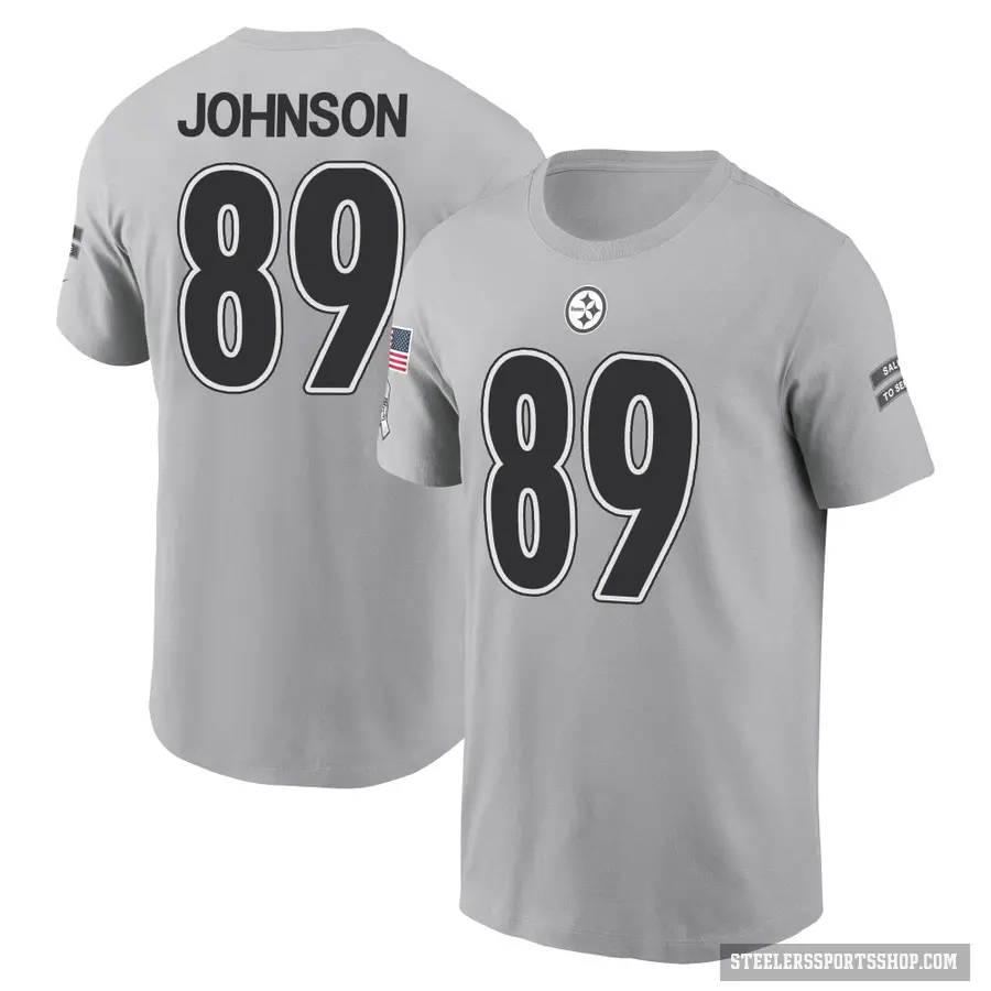 Men's ＃89 Brandon Johnson Pittsburgh Steelers Gray 2024 Salute to Service T-Shirt