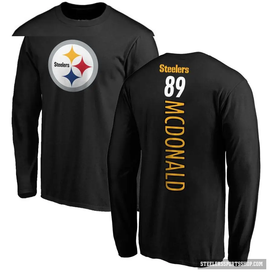 Men's ＃89 Vance McDonald Pittsburgh Steelers Black Backer Long Sleeve T-Shirt