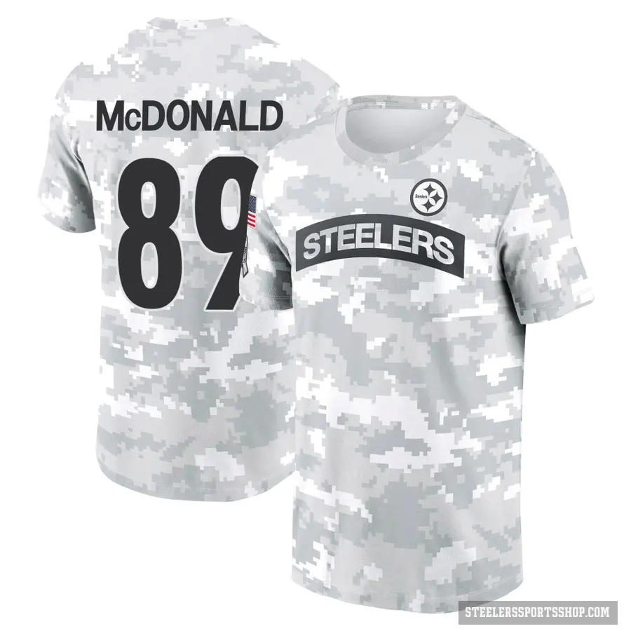 Men's ＃89 Vance McDonald Pittsburgh Steelers Camo Arctic 2024 Salute to Service Performance T-Shirt