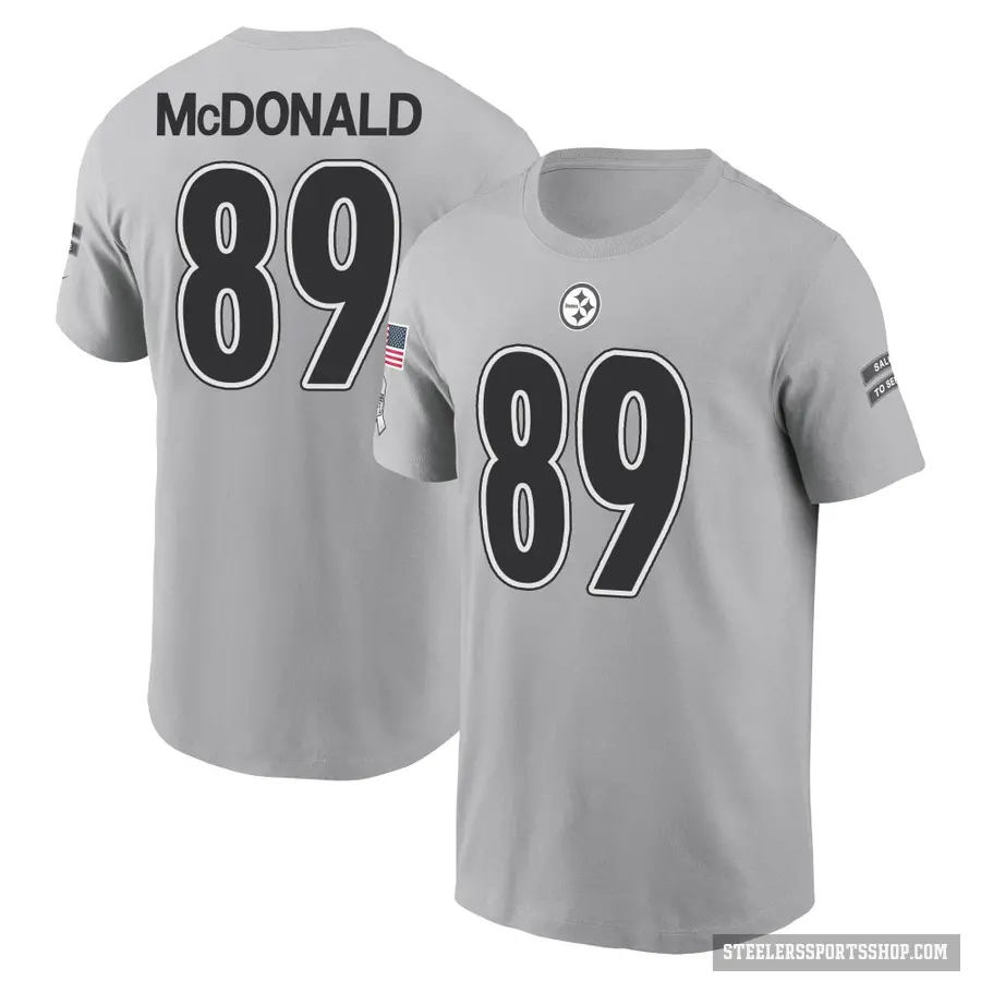 Men's ＃89 Vance McDonald Pittsburgh Steelers Gray 2024 Salute to Service T-Shirt