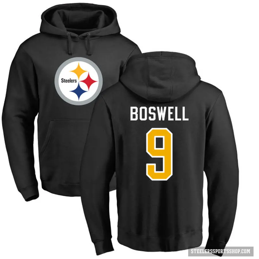 Men's ＃9 Chris Boswell Pittsburgh Steelers Black Pro Line Logo Pullover Hoodie