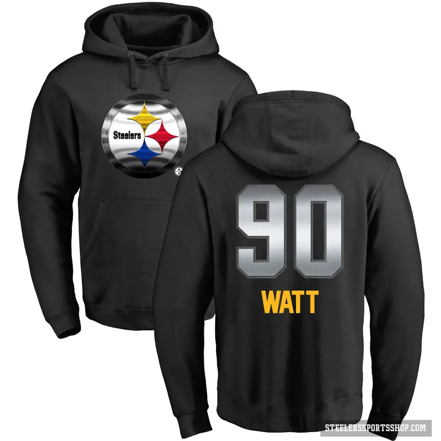 Men's ＃90 T.J. Watt Pittsburgh Steelers Black Midnight Mascot Pullover Hoodie