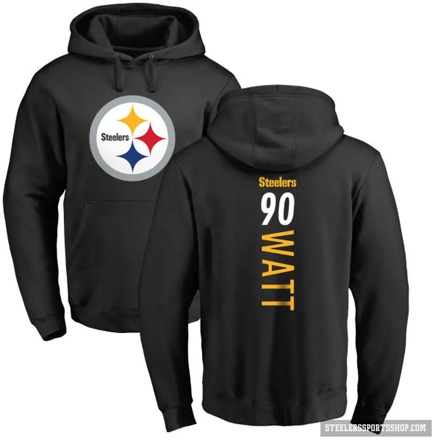 Men's ＃90 T.J. Watt Pittsburgh Steelers Black Pro Line Backer Pullover Hoodie