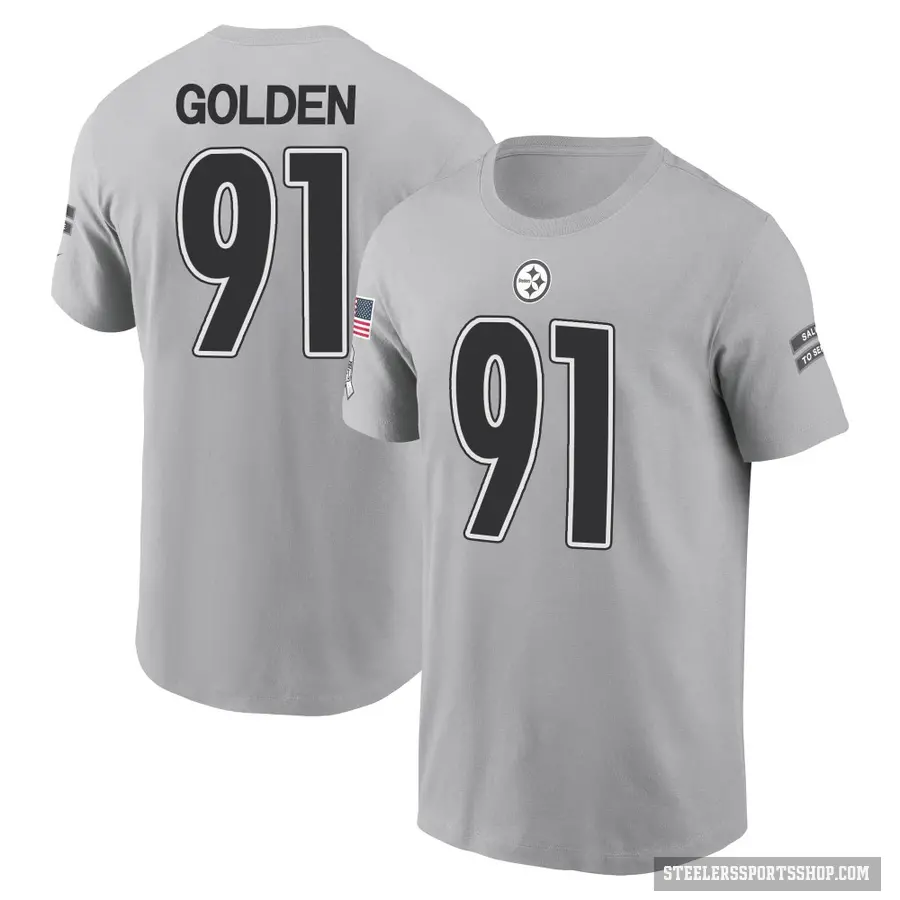 Men's ＃91 Markus Golden Pittsburgh Steelers Gold Gray 2024 Salute to Service T-Shirt