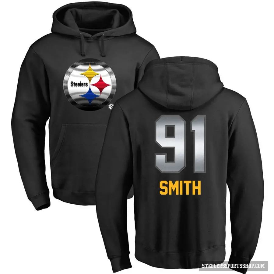 Men's ＃91 Preston Smith Pittsburgh Steelers Black Midnight Mascot Pullover Hoodie