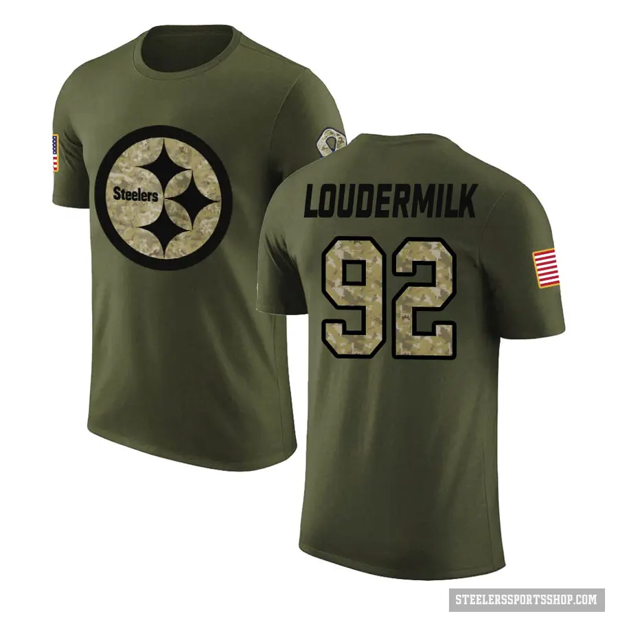 Men's ＃92 Isaiahh Loudermilk Pittsburgh Steelers Olive Salute to Service T-Shirt