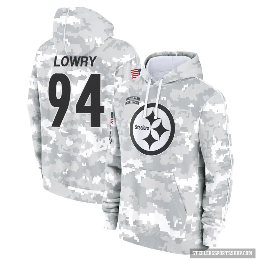 Men's ＃94 Dean Lowry Pittsburgh Steelers Arctic Camo 2024 Salute to Service Club Fleece Pullover Hoodie