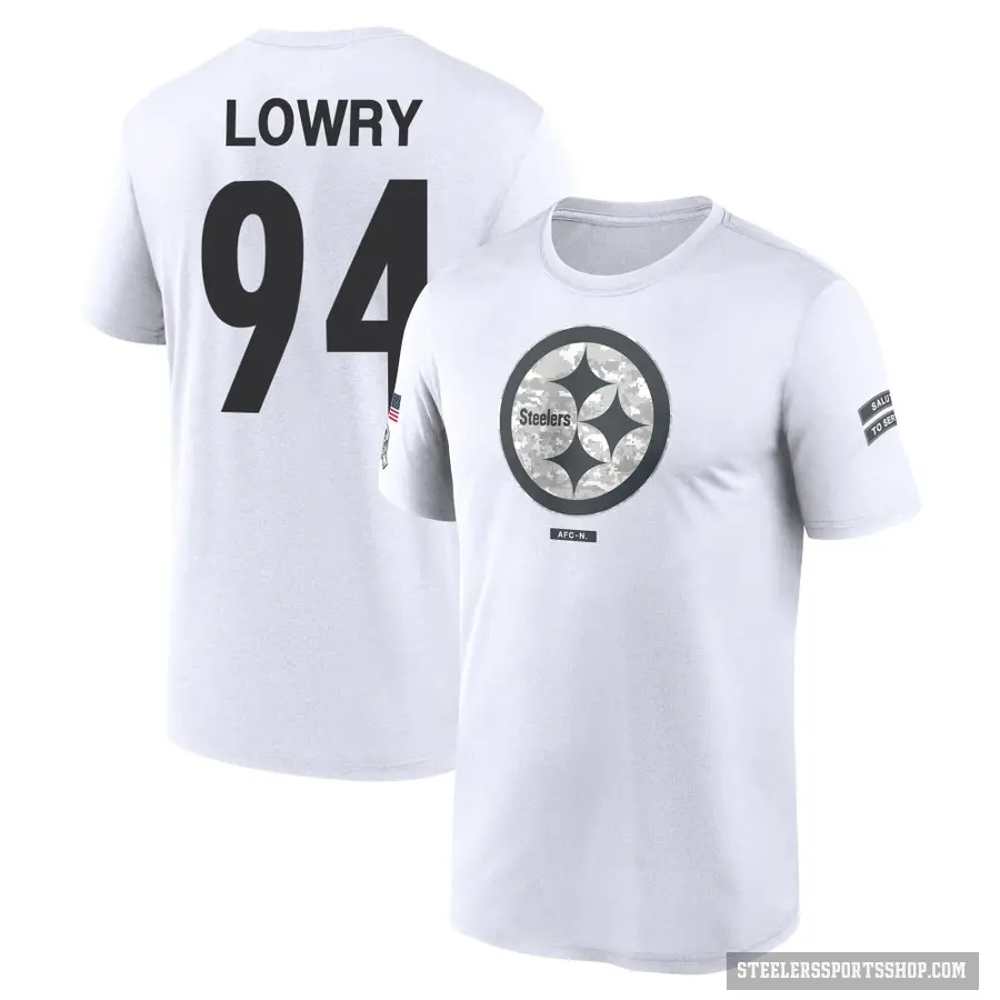 Men's ＃94 Dean Lowry Pittsburgh Steelers White 2024 Salute to Service Performance T-Shirt