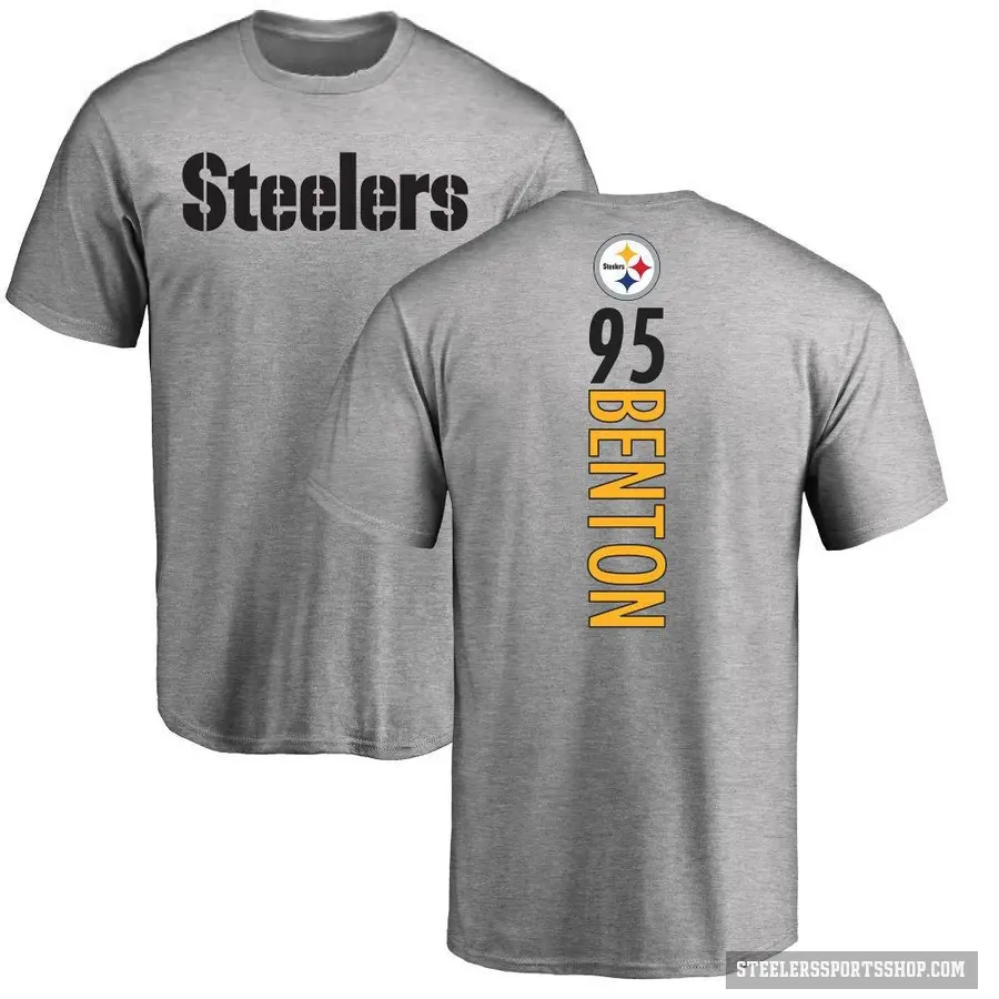 Men's ＃95 Keeanu Benton Pittsburgh Steelers Ash Backer T-Shirt