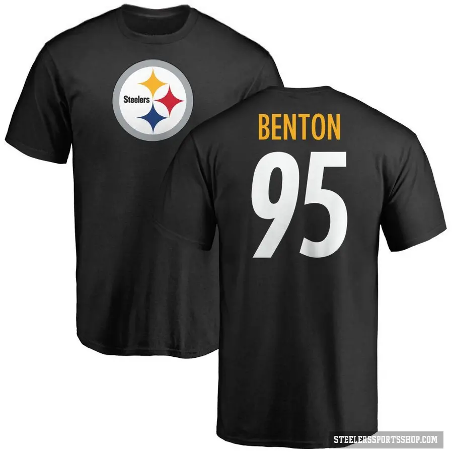 Men's ＃95 Keeanu Benton Pittsburgh Steelers Black Logo T-Shirt