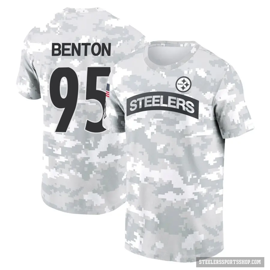 Men's ＃95 Keeanu Benton Pittsburgh Steelers Camo Arctic 2024 Salute to Service Performance T-Shirt