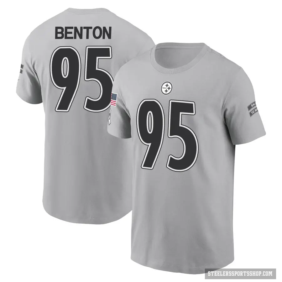 Men's ＃95 Keeanu Benton Pittsburgh Steelers Gray 2024 Salute to Service T-Shirt