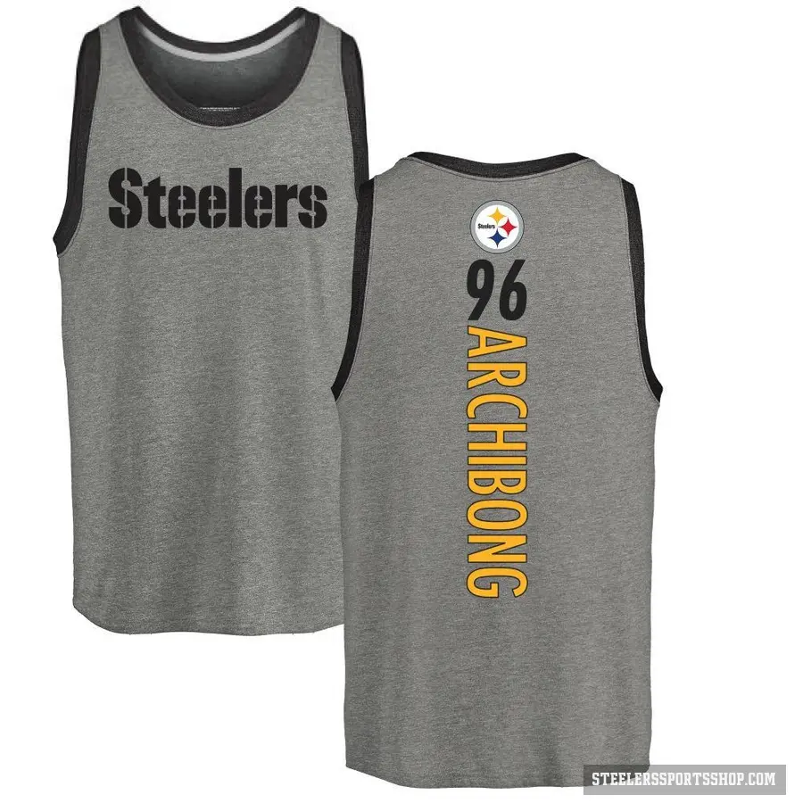 Men's ＃96 Daniel Archibong Pittsburgh Steelers Ash Backer Tank Top