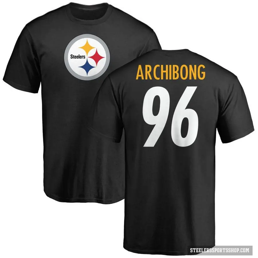 Men's ＃96 Daniel Archibong Pittsburgh Steelers Black Logo T-Shirt