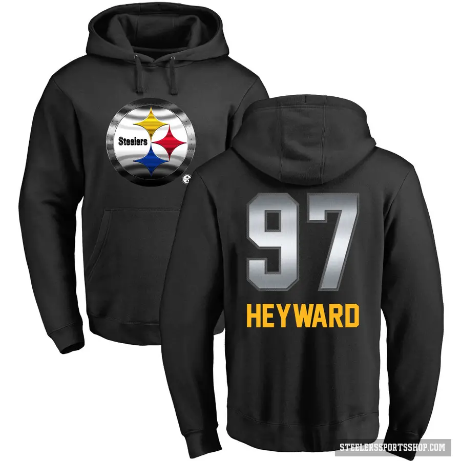 Men's ＃97 Cameron Heyward Pittsburgh Steelers Black Midnight Mascot Pullover Hoodie