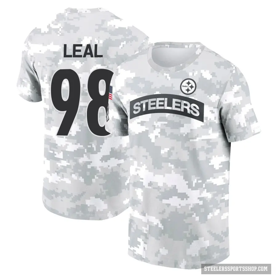 Men's ＃98 DeMarvin Leal Pittsburgh Steelers Camo Arctic 2024 Salute to Service Performance T-Shirt