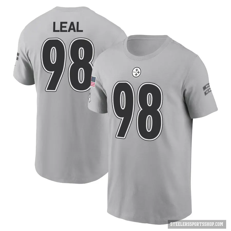 Men's ＃98 DeMarvin Leal Pittsburgh Steelers Gray 2024 Salute to Service T-Shirt