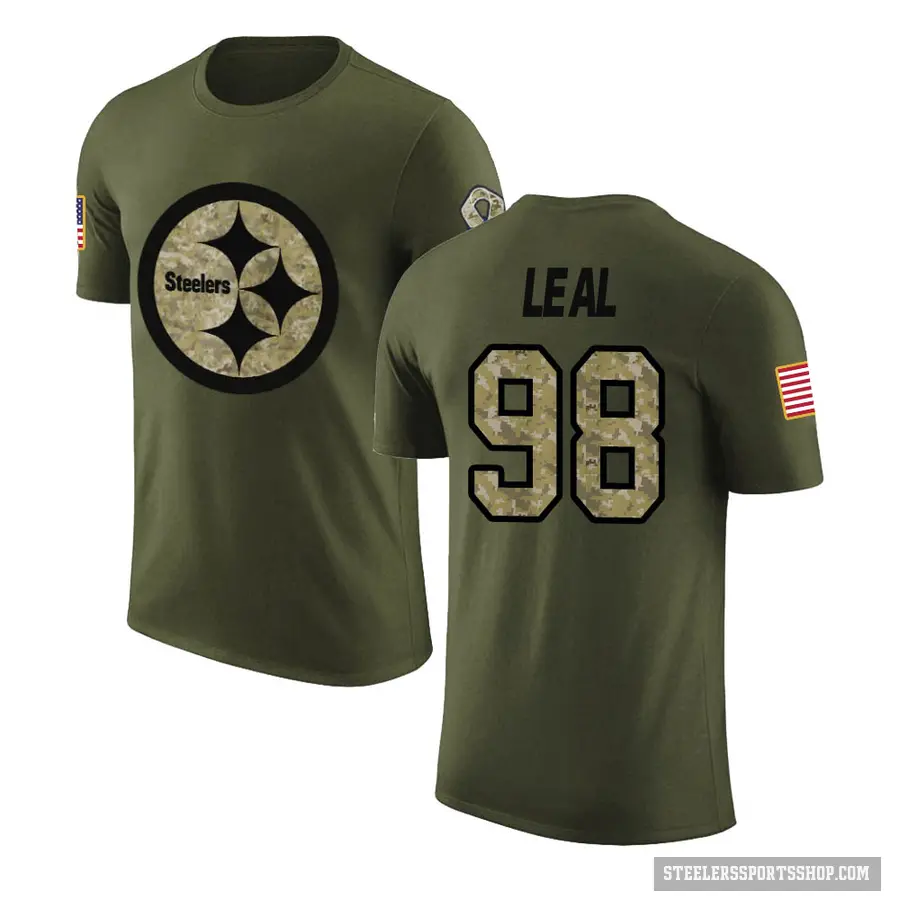 Men's ＃98 DeMarvin Leal Pittsburgh Steelers Olive Salute to Service T-Shirt