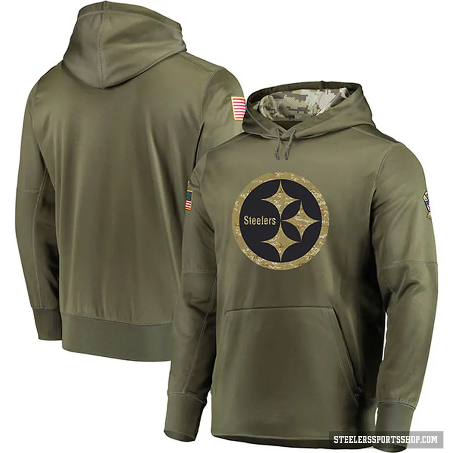 Men's Blank Pittsburgh Steelers Olive Salute to Service Pullover Hoodie