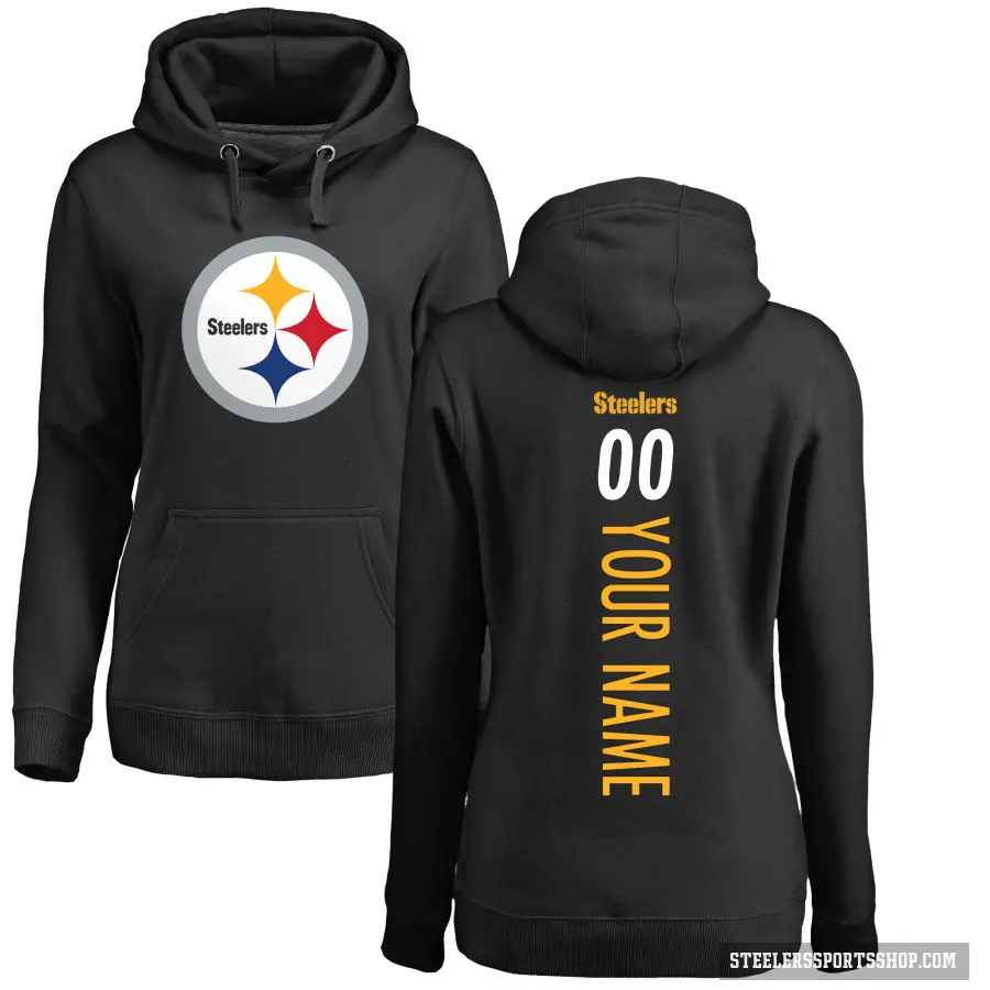 Women's ＃00 Custom Pittsburgh Steelers Black Pro Line Backer Pullover Hoodie