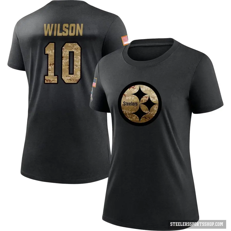 Women's ＃10 Roman Wilson Pittsburgh Steelers Black 2020 Salute To Service Performance T-Shirt