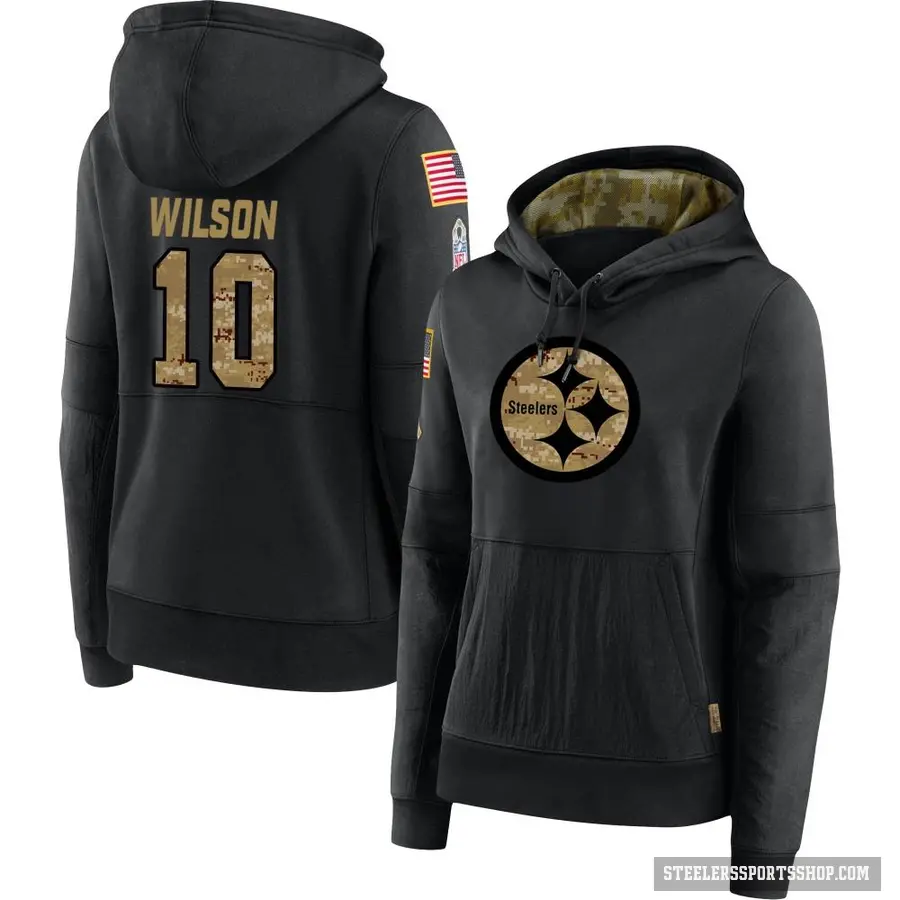 Women's ＃10 Roman Wilson Pittsburgh Steelers Black 2020 Salute to Service Sideline Performance Pullover Hoodie