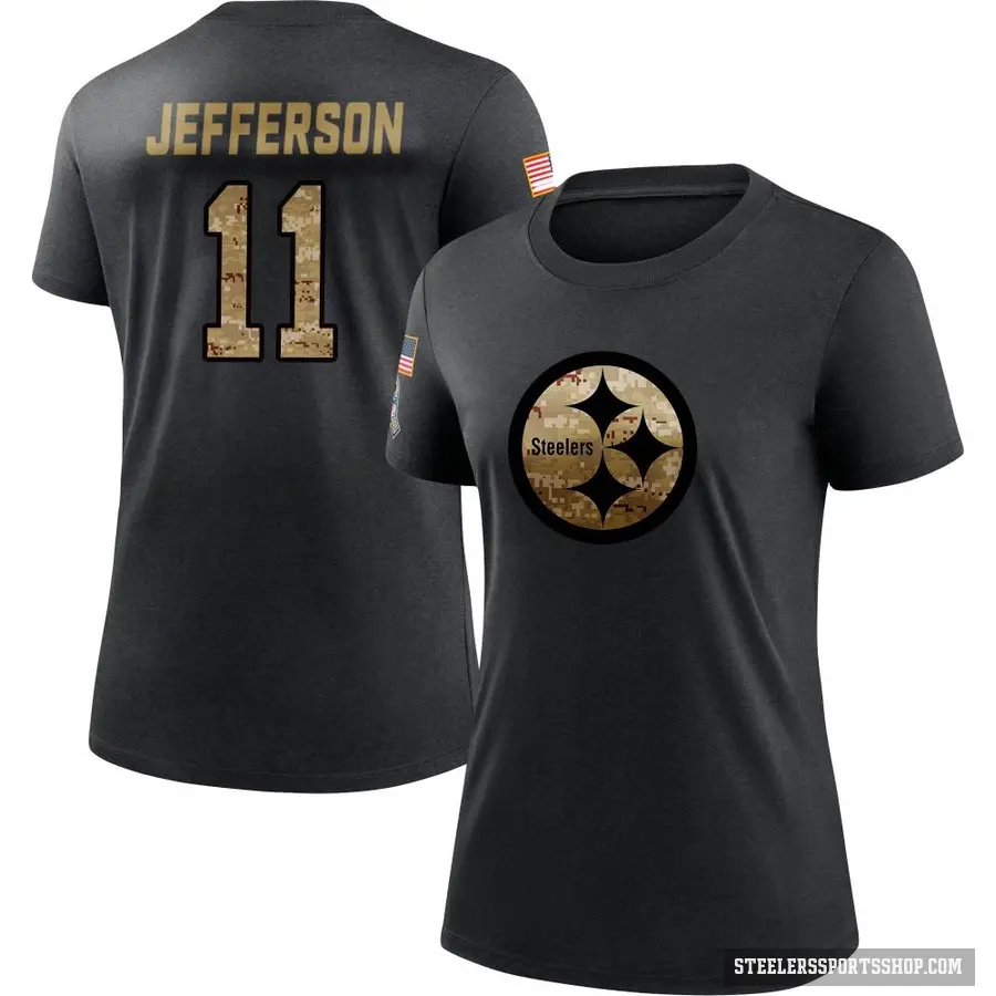 Women's ＃11 Van Jefferson Pittsburgh Steelers Black 2020 Salute To Service Performance T-Shirt