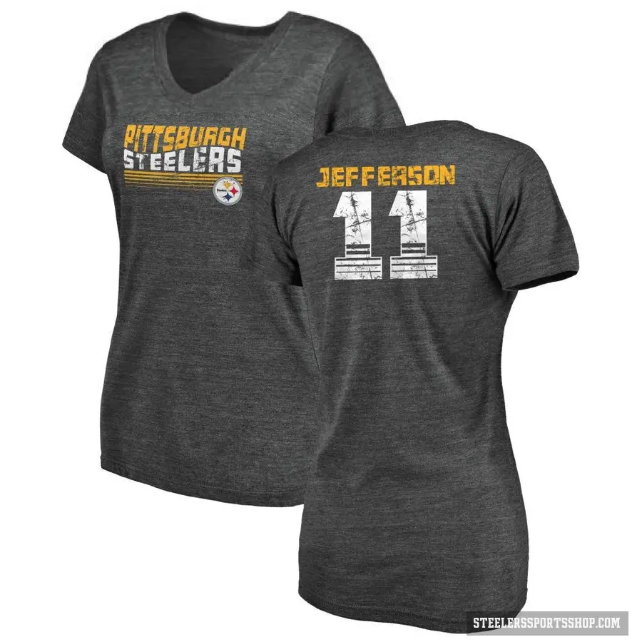 Women's ＃11 Van Jefferson Pittsburgh Steelers Black Retro V-Neck T-Shirt