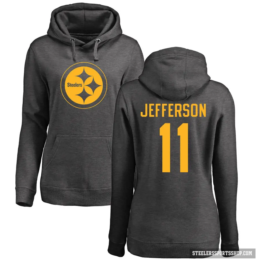 Women's ＃11 Van Jefferson Pittsburgh Steelers Pro Line by Branded Ash One Color Pullover Hoodie