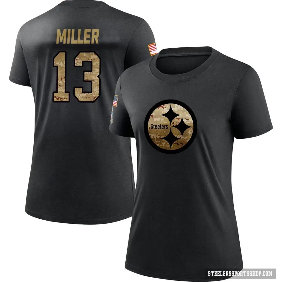 Women's ＃13 Scotty Miller Pittsburgh Steelers Black 2020 Salute To Service Performance T-Shirt