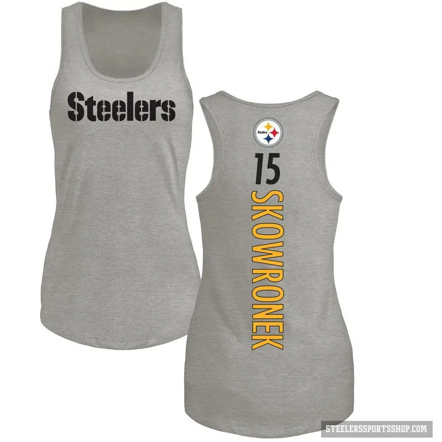 Women's ＃15 Ben Skowronek Pittsburgh Steelers Ash Backer Tank Top